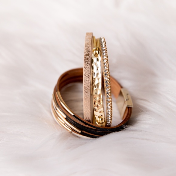 Mixed Gold Stacking Bracelet - Picture 5 of 5